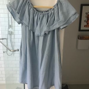 Zara off the shoulder dress. Soft jean material